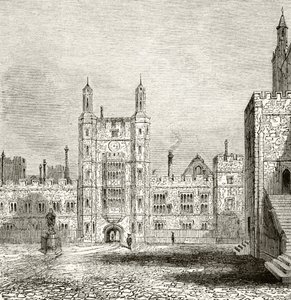 The School Yard at Eton College, Berkshire, in the 19th century by English School